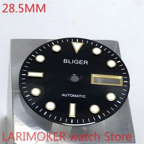 Bliger sterile 28.5mm dial date, suitable for MH36 case core, sports mens watch dials parts