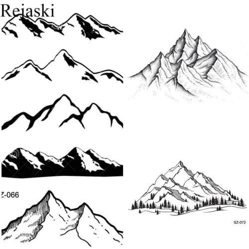 Rejaski Black High Mountain Tattoo Stickers Men Body Arm Painting Temporary Tattoo Women Hands Makeup Tip Waterproof Tatoos Hill