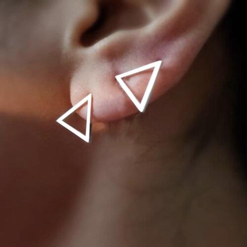 Small Triangle Stud Earrings For Women Men Bff Jewelry Minimalist Rose Gold Stainless Steel Geometric Earrings 2020