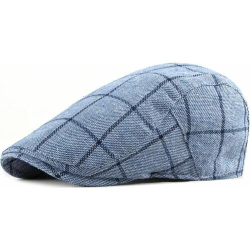 2021 Cotton Spring Summer fashion joker plaid Newsboy Caps Flat Peaked Cap Men and Women Painter Beret Hats 55