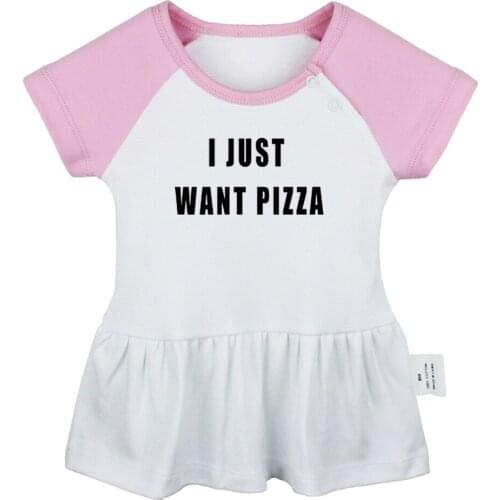 I Just Want Pizza I Hate Mondays Forever Hungry Design Newborn Baby Girls Dresses Toddler Infant Cotton Clothes