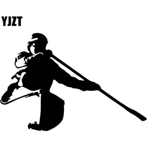 YJZT 18.3CM*12.2CM Canoe Man Handsome Vinyl Car Sticker Motorcycle Decal Black/Silver C31-0468