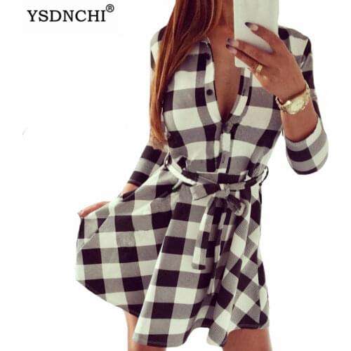 Модные платья в клетку YSDNCHI China At AliExpress