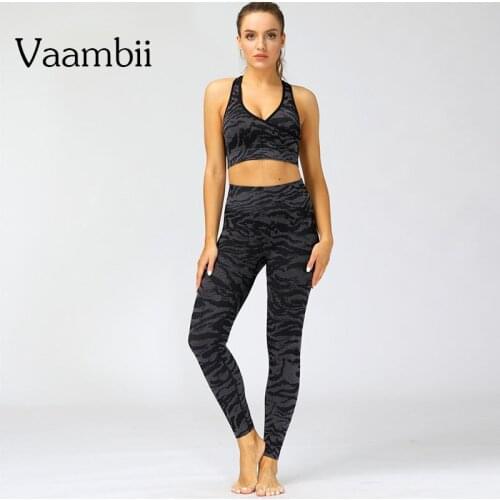 Womens Camo Gym Clothing Sports Bra Set Tiger Animal Print Fitness Clothes Seamless Sport Outfit For Woman Yoga Pants Set