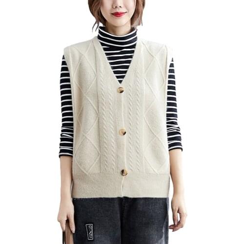 2021 Spring New Fashion Knitted Sweater Vest Women Korean V-Neck Solid Sleeveless Jacket Plus Size Casual Waistcoat Female G935