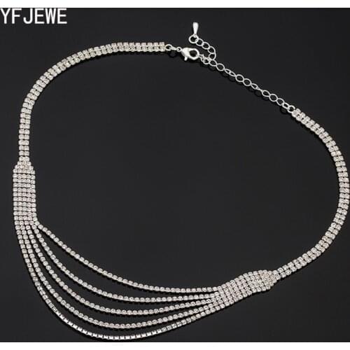 YFJEWE Femme Multi Layer Collier Choker For Women Punk Collar Choker Necklace Maxi Metal Statement Necklaces N356