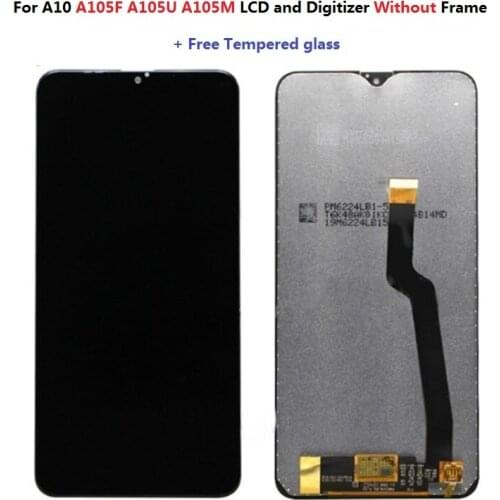 AAA TFT LCD Screen and Digitizer Assembly and Frame Part + Free Tempered glass for Samsung Galaxy A10 A105 A105F Black