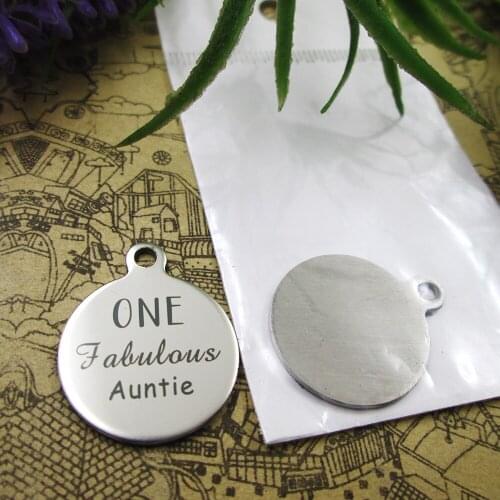 10pcs--"one fabulous auntie"stainless steel charms 5 styles for choosing DIY Charms for necklace bracelets