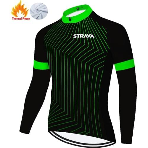 2021 camisa de ciclismo ​​​​STRAVA cycling jersey men ​long sleeve bike jersey Winter Thermal Fleece mallots ciclismo hombre