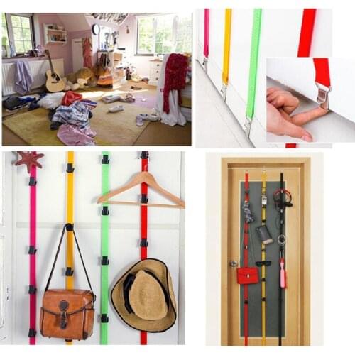 3PCS Popular Adjustable Over Door Straps Hanger Hat Bag Coat Clothes Rack 8 Hooks Convenient Saving Space