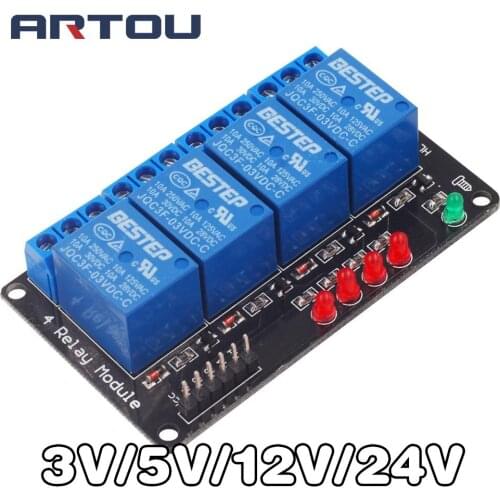 3.3V 5V 12V 24V 4 Channel Relay Module Low Level Trigger Relay Output 4 way Relay Module for Arduino