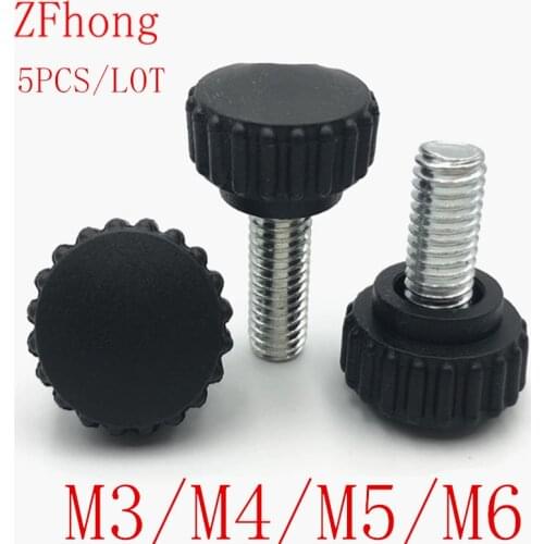 5pcs/lot m3 m4 m5 m6 knurled Nylon Round Plastic Head Handle Thumb Screw Bakelite Bolt Black Bakelite hand screw