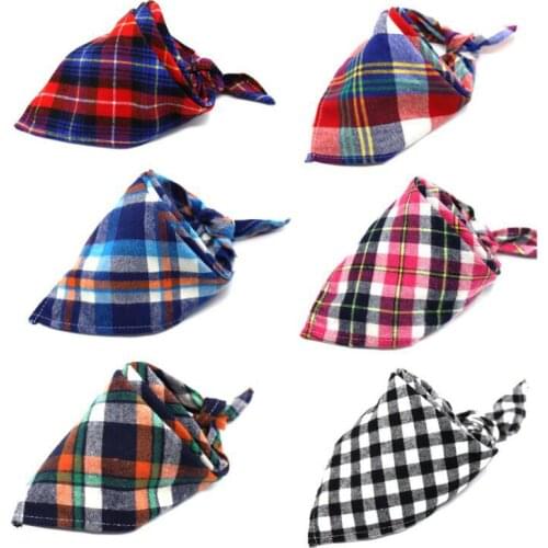 20 X Pet Dog Bandana Classic Cotton Plaid Dog Cat Scarf Bandana Winter Warm Bibs Adjustable Personalized Pet Accessories Supply