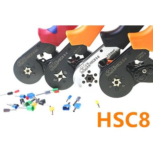 Free shipping HSC8 6-4 HSC8 6-6 SELF-ADJUSTABLE MINI-TYPE CRIMPING PLIER 0.25-6mm2 straight German Pliers hand tools FASEN