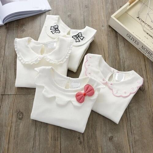 Girls Blouses Cotton Children Tops Autumn School Girl Blouse Kids Spring Clothes Girls Shirt Long Sleeve infant toddlers 73~130