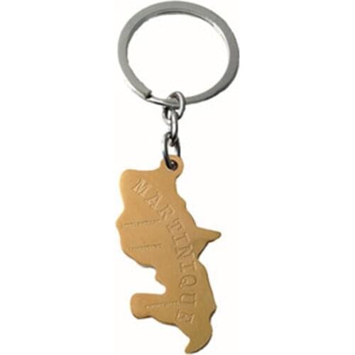 New Martinique Map keychain Stainless Steel French Martinique Map Pendant keychain Guadeloupe Jewellery