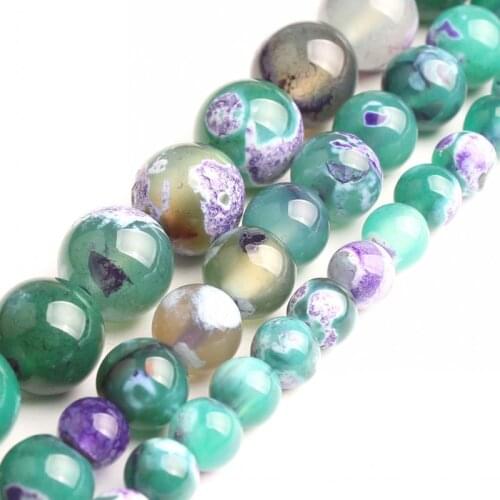 6/8/10mm Natural Stone Purple Green Fire Dragon Veins Agates Beads Round Loose Beads For Jewelry Making DIY Bracelets Necklaces