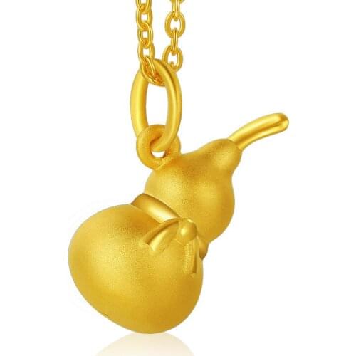24K Yellow Gold Pendant Pure 999 3D Yellow Gold Gourd Necklace Pendant P6229