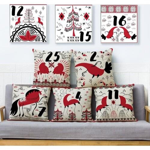 Russia Festival Style Digital Print Cushion Cover 45*45 Linen Red Pillow Covers Throw Pillows Cases Sofa Home Decor Pillowcase