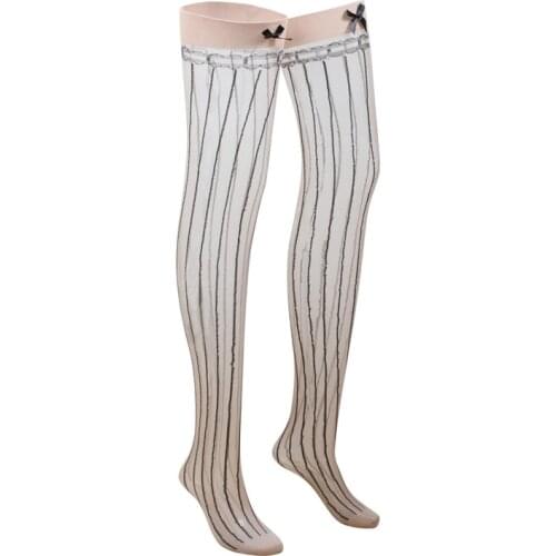 Beige Stripe Stockings Men Underwear Guy Erotic Lingerie Sissy Clothes Man Sexy Costumes Over Knee Stocking Lenceria Para Hombre