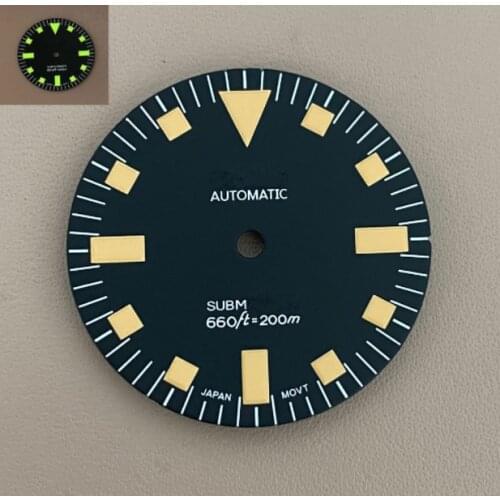 SKX007 Style Green Luminous Watch Dial for NH35/36 Movement with S Logo