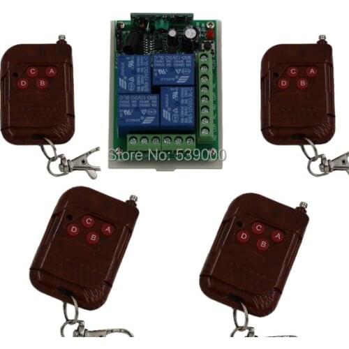 DC 12V 4 CH 4CH RF Wireless Remote Control Switch teleswitch System,Transmitter Receiver 315/433MHZ