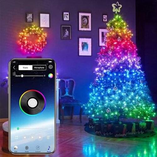 Christmas Tree Decoration Lights Customized Smart Bluetooth LED Personalized String Lights App Remote Control Fairy Lights