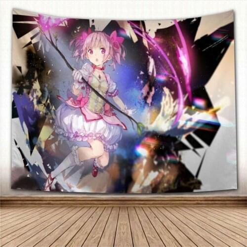 Puella Magi Madoka Magica Tapestry Psychedelic Decorative Carpet Wall Fabric For Living Room Bedroom Tapestries Accessories