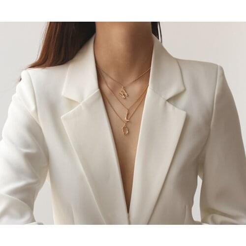 Women girl jewelry elegant chain alphabet letter pendant necklace Panda Banboo Style stainless steel choker initial necklace