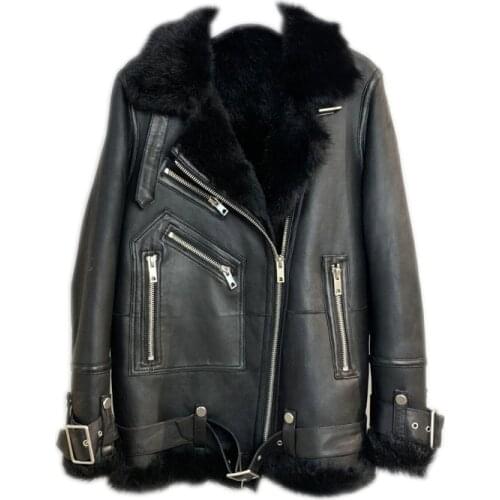 HARPPIHOP Women's Leather Bomber Jackets