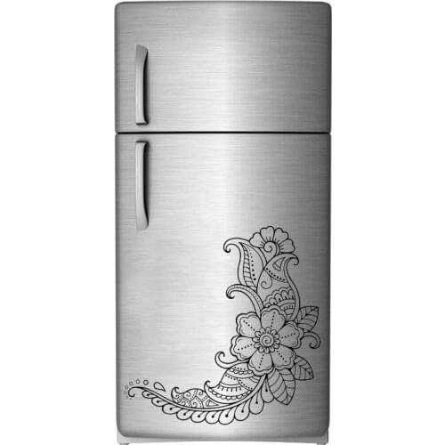 Henna Paisley Flower Wall Decal Mehndi Floral Pattern For Refrigerator Sticker Vinyl Home Decor Fridge Door Decals Mural 4701