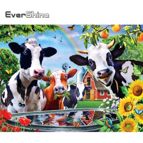 EverShine DIY Diamond Painting Animals Picture Of Rhinestones Full Square Drill Diamond Embroidery Cow Needlework Child Hobby