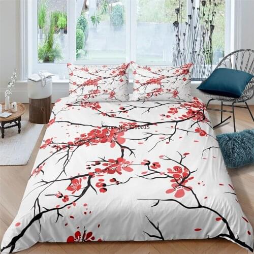 2-3 Pcs Flower Duvet Cover Set Cherry Blossoms Home Decor Bedding Set Bed Cover Boys Girl Home Textile Floral Bedclothe Bed Set