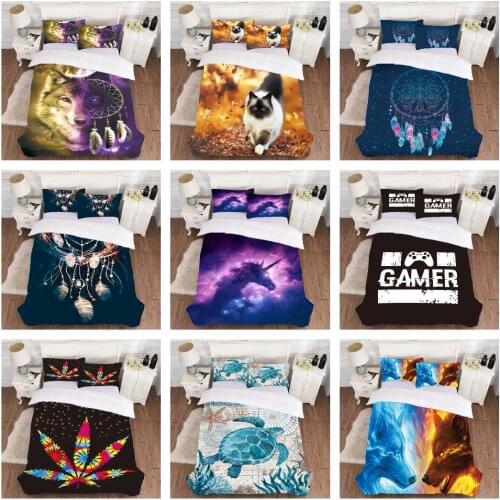 Fashion Bedding Set 2/3pcs 3d Digital Unicorn Printing Bedding Set Duvet Cover Sets 1Quilt Cover + 1/2 Pillowcases US/EU/AU Size