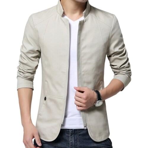 Fashion Windbreaker Man 2020 British Style Mens Coat Cotton Solid Casual Jacket Slim Fit Stand