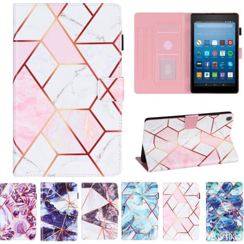 Marble Stand Case For Amazon Kindle Fire HD 8 HD8 2018 2017 8th 7th Generation Cover Funda Tablet Capa Shell Coque #S