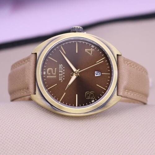 Real Auto Date Function Mens Watch Hours Japan Mov't Clock Business Bracelet Real Leather Sport Boys Birthday Gift Julius Box