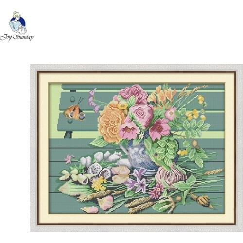 The Vase on the Chair Needlework Sets Counted Printed on Fabric DIY Cross Stitch kits Embroidery Home Decoration Accessories