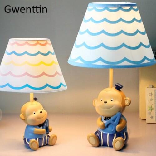 Cartoon Monkey Table Lamps Animal Lamp for Childrens Room Bedroom Boy Kids Baby Desk Light Fixtures Led Stand Lights Home Decor