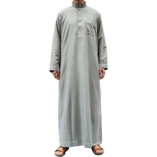 New Muslim Moroccan Long Sleeve Hooded Design Islamic Mens Washed Solid Color Robe Arabic Kaftan Men Worship Abaya