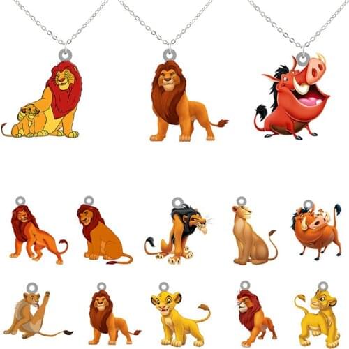 Disney Lion Mufasa And Scar Cartoon Accessories Necklace Acrylic Epoxy Necklace The Lion King Animated Character Necklace