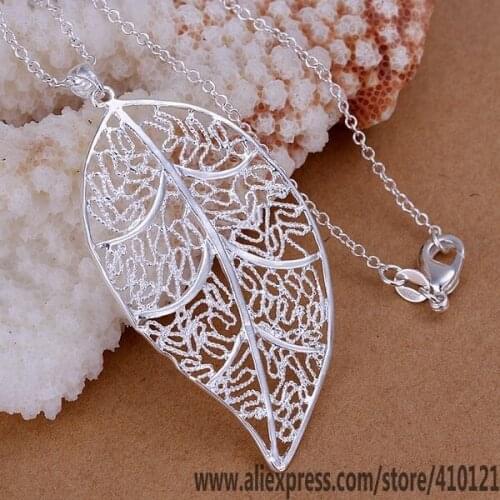 P187_2 Lucky Charm Silver Color Pendants For Women Jewelry Necklace Girl Lady Accessories Fashion Pendant Tree Leaf /fmjaod