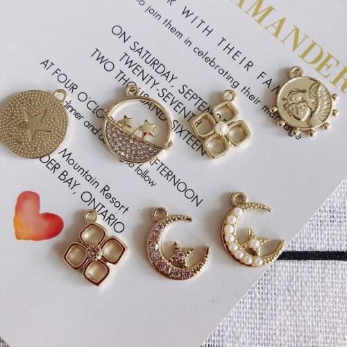 DIY Jewelry Accessories Round Star Moon Four Leaf Clover Pendant Jewelry Accessories Material