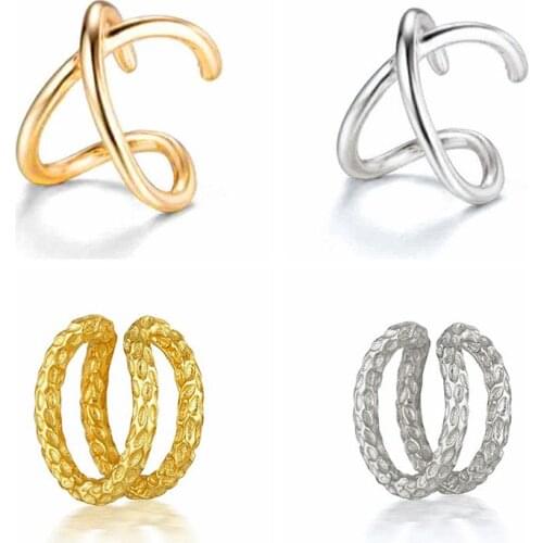 24K Gold-Plated Silver Metal Ear Clip Earrings for Women Geometric Minimalist Ear Cuff Without Piercing Earrings Trend Jewelry