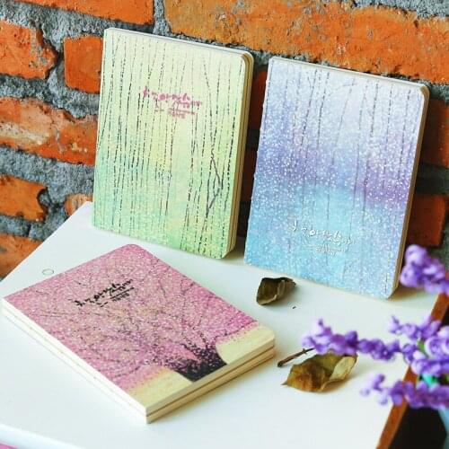Fog Rain Cherry Blossom Notebook Color Pages Diary Book Hard Copybook Planner School Office Stationery Gift