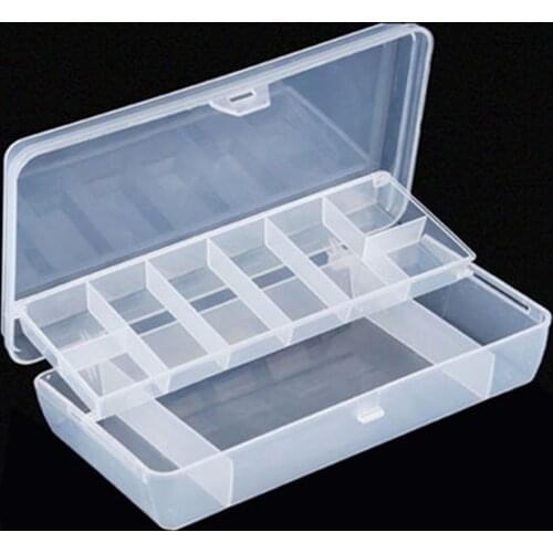 21x11x4cm Clear Plastic Fishing Tackle Box 2 Tray Compartments Adjustable Fishing Lure Hook Tackle Box Storage Case Organizer