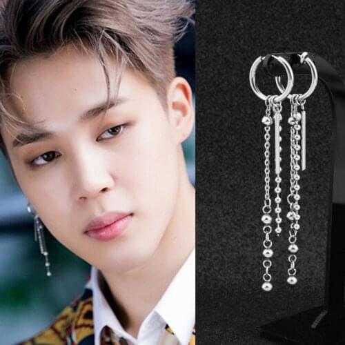 Bangtan Boys Earrings Jimin Same Style Stainless Steel No Pierced Ear Clips Star Jewelry Popular Street Decoration Accessories