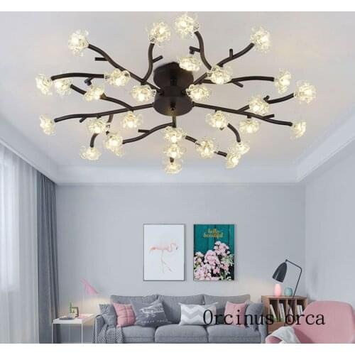 Nordic creative fork led ceiling lamp living room bedroom postmodern simple gold crystal ceiling lamp free shipping
