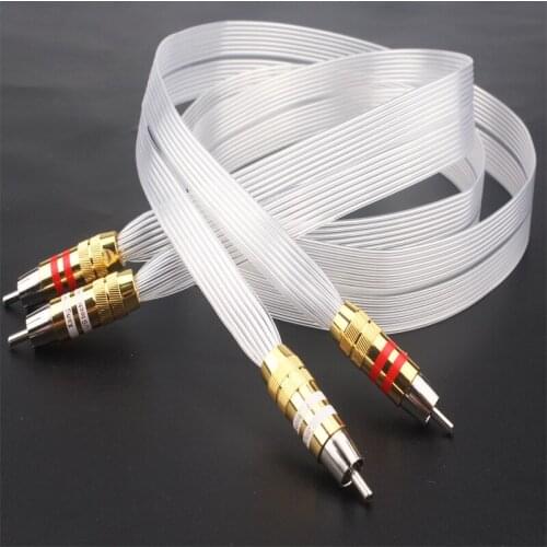 Audiocrast Pair Nordost OCC silver plated RCA interconnect cable with gold plated RCA plug cable Power Adapter Connector
