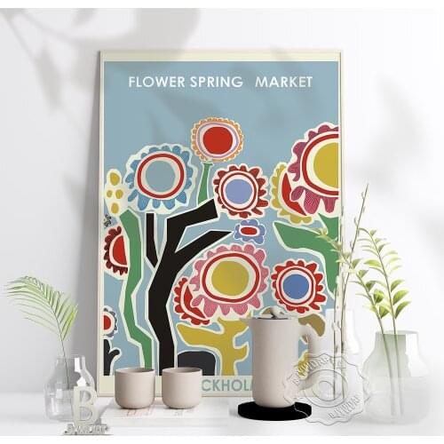Stockholm Modern Poster Floral Print Exhibition Flower Market Vintage Stickers Nordic Style Art Kids Home Room Wall Decor Gift